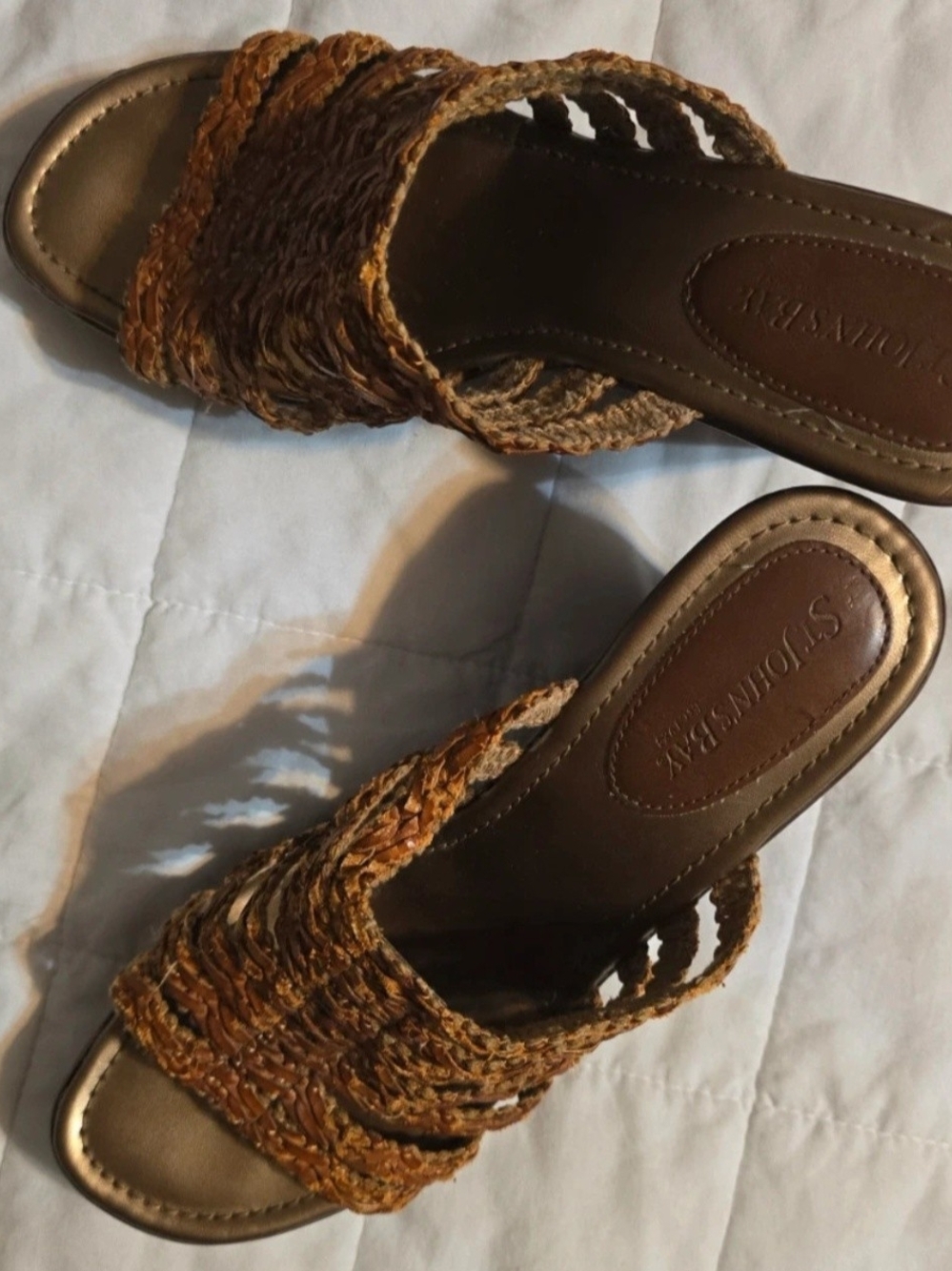 Brown Woven Slide Sandals - Women